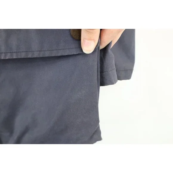 Vintage 90s Ralph Lauren Mens Medium Faded Waxed Cotton Lined Parka Jacket Blue